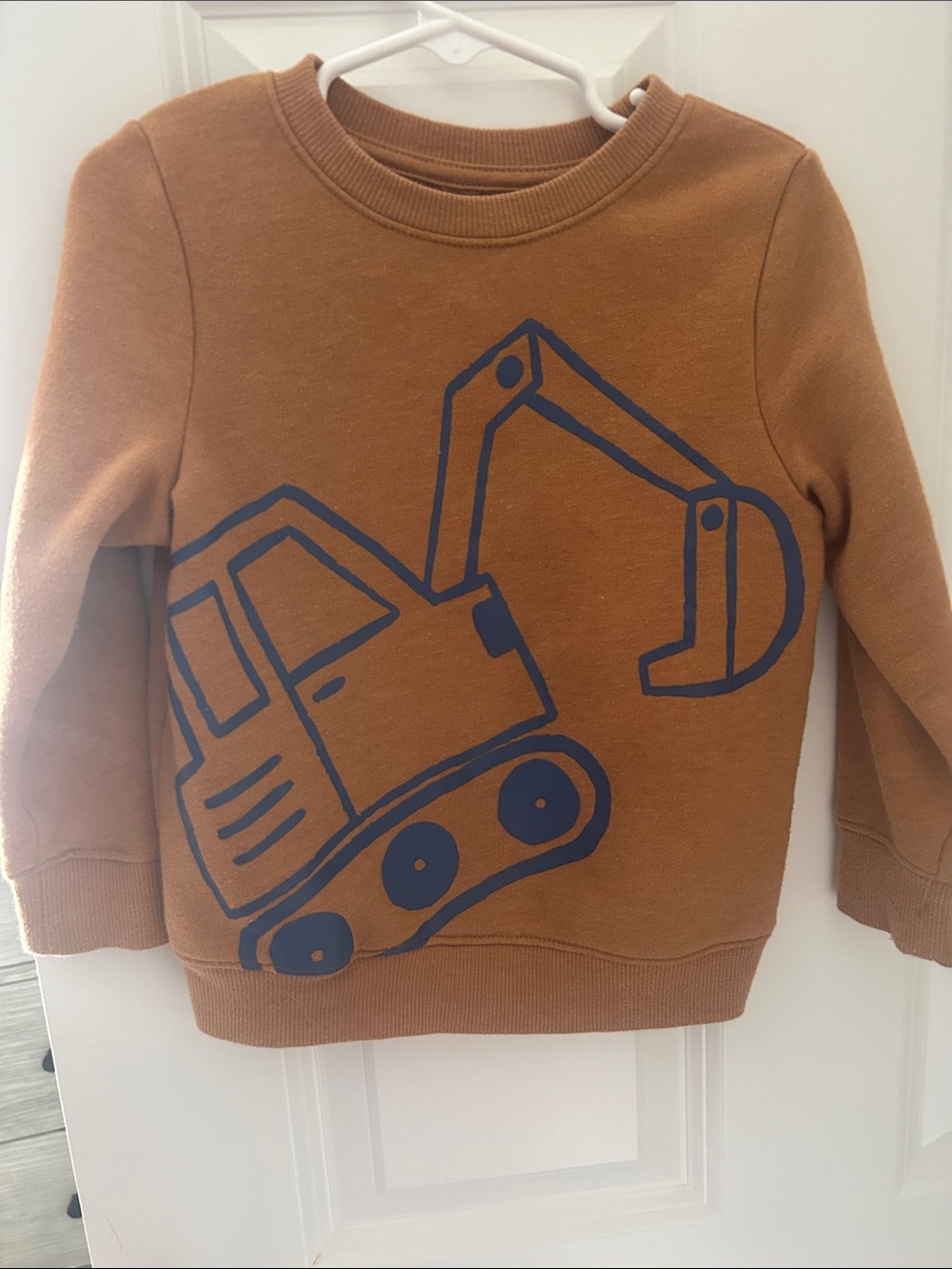 Cat & Jack Brown Pullover Sweatshirt with Blue Excavator Graphic